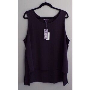 DG2 by Diane Gilman Black Mixed-Media Easy Tank Tunic NWT Size 1X